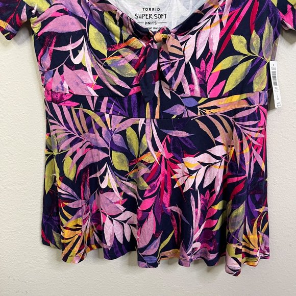 Torrid Women's Babydoll Super Soft Tie Front Off Shoulder Top Cropped Size 3X - Picture 5 of 12